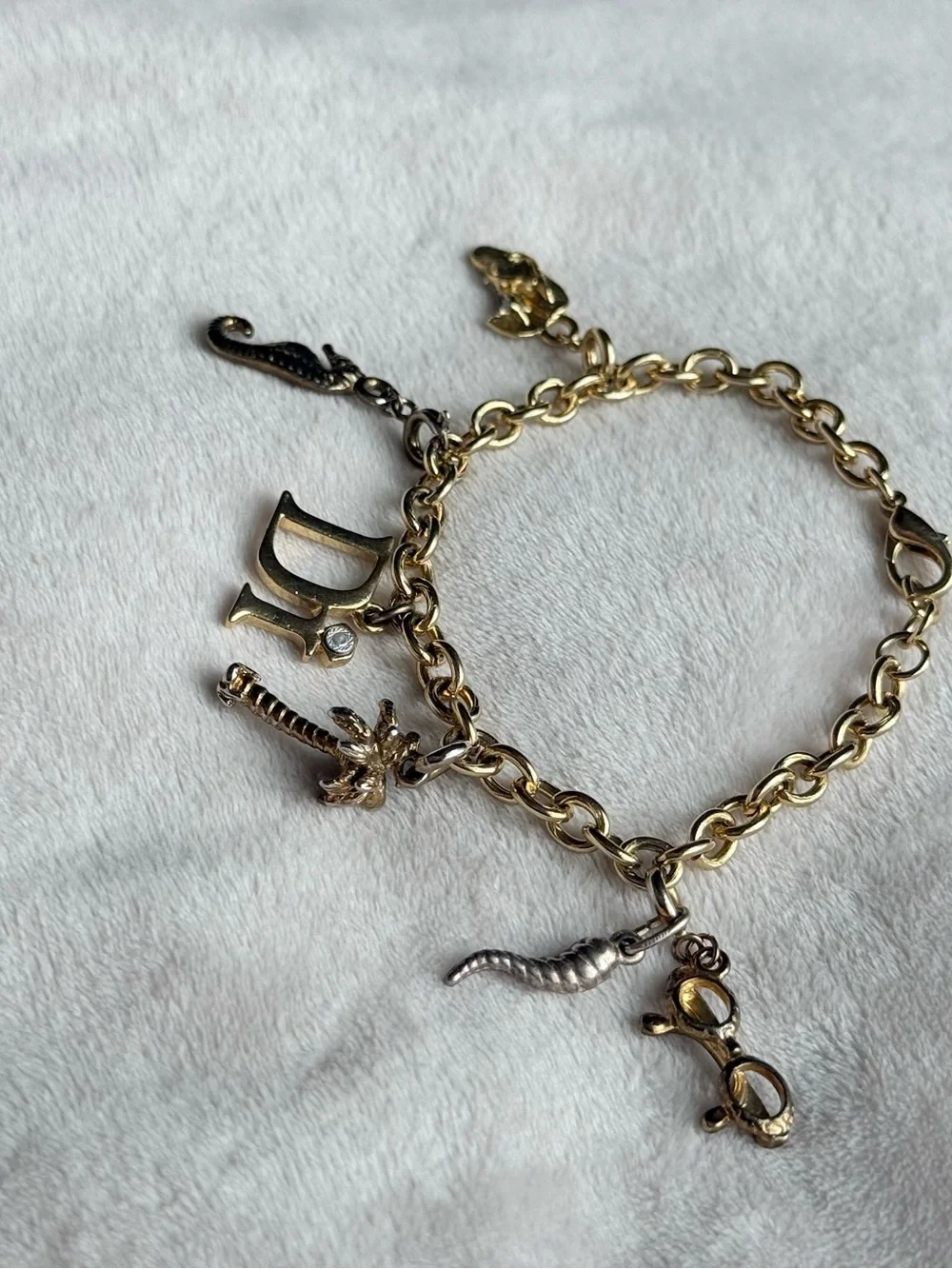 Vintage Dior Charm Bracelet , Coastal Cowgirl Jewelry Gold Toned Retro - Picture 3 of 4